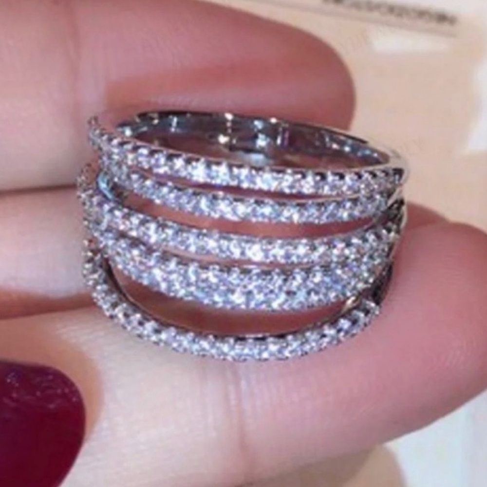 NEW💍6.4 CT 18K WHITE GOLD DIAMOND RING, CUTE RING, SHINY RING. - Picture 5 of 6